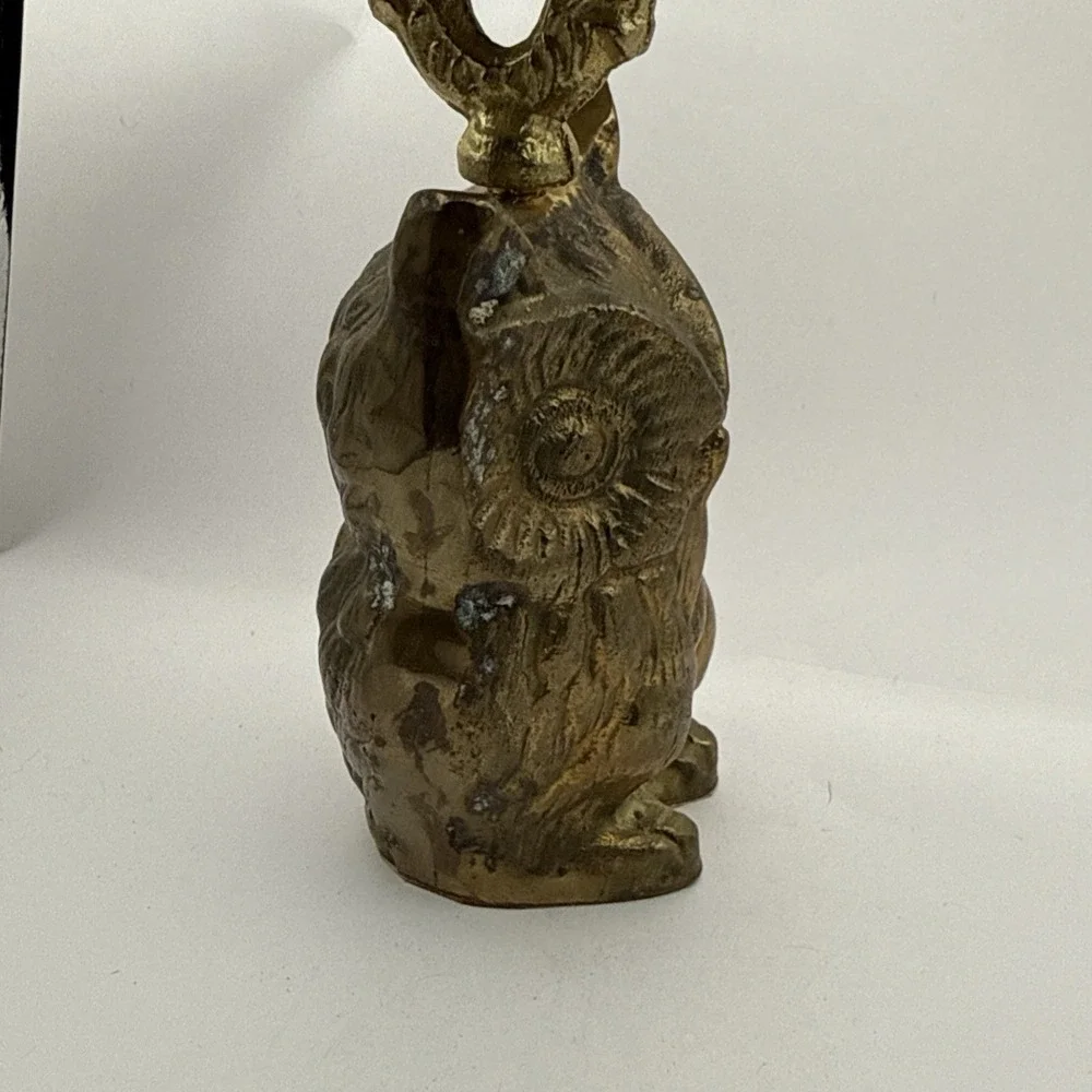 Vintage Brass Owl Service Bell Figural Concierge Hotel General Store Counter
